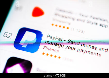 PayPal app in the Apple App Store, online banking, display on a screen of your mobile phone, iPhone, iOS, smartphone Stock Photo