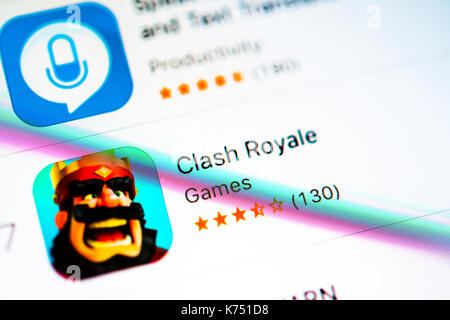 Clash Royale app in the Apple App Store, mobile game, game, app icon, display on a screen from mobile phone, iPhone, iOS Stock Photo