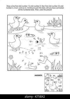 Duck coloring page. cartoon ducklings linear illustration for coloring ...