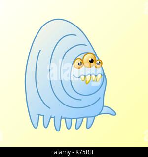 Cartoon cute monster centipede smiles and goes. Vector illustration. Funny emoticon cool character. Stock Vector