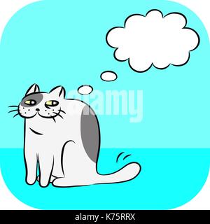 Evil cat thought bubbles icon. Vector illustration. Funny animal character. Stock Vector