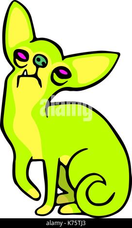 cute green chihuahua dog. isolated vector illustration. cartoon fur character. Stock Vector