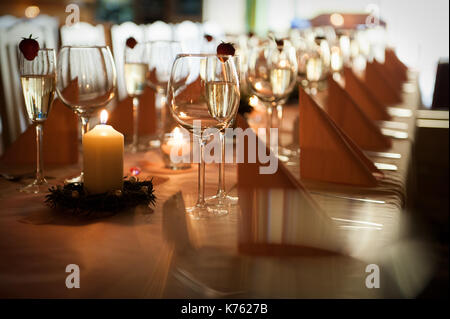 wedding tables prepared for a bride Stock Photo