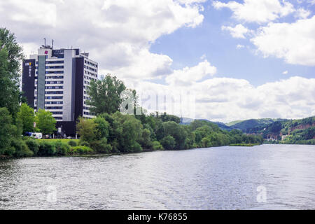 TRIER, GERMANY - 4TH Aug 17: FourSide Plaza Hotel has 109 rooms and some rooms has a river view of the Moselle. Stock Photo