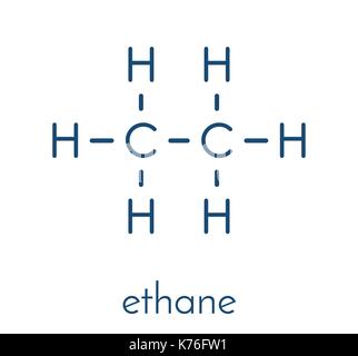 Ethane natural gas component molecule. Skeletal formula. Stock Vector