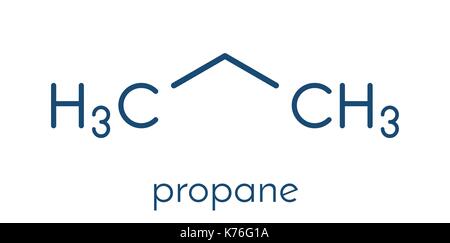 Propane hydrocarbon molecule. Alkane used as fuel in portable stoves, gas blowtorches, cars, etc. Skeletal formula. Stock Vector