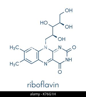Vitamin B2 (riboflavin) molecule. Skeletal formula. Stock Vector