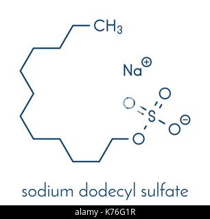 Sodium dodecyl sulfate (SDS, sodium lauryl sulfate) surfactant molecule. Commonly used in cleaning products. Skeletal formula. Stock Vector