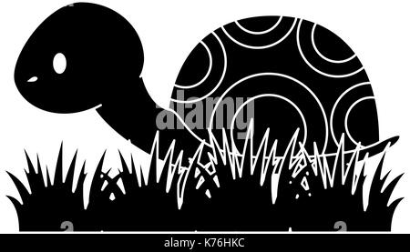 cute turtle in grass vector illustration design Stock Vector