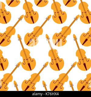 fiddle classic instrument seamless pattern image Stock Vector