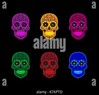 Skull icon set Halloween or Day of the dead Stock Vector