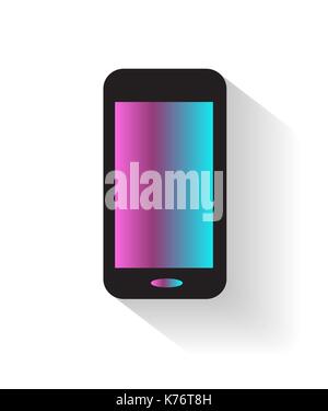 Mobile phone with neon display vector Stock Vector