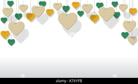 Background of colorful hearts hanging with copy space / Background for ...