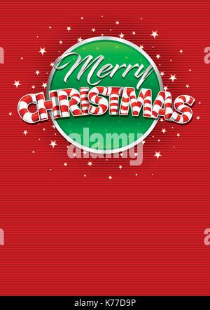 Merry Christmas lettering. Red cover of greeting card with lines texture in background. Layout size: 21 cm x 29.7 cm. A4 size. Lettering design. Stock Vector