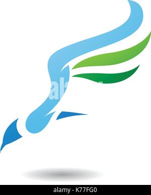 Design Concept of Long Wing Bird Icon, Vector Illustration Isolated on a White Background Stock Vector