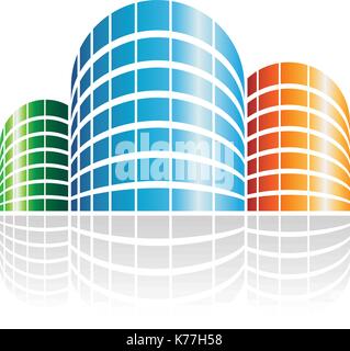 Design Concept of Shiny Cylindrical Residences Icon, Vector Illustration Isolated on a White Background Stock Vector