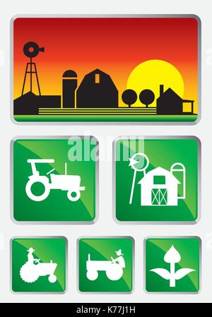 Icons related to agriculture  - Icon set Stock Vector