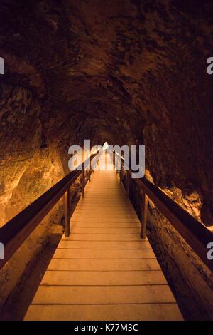 Israel, North Coast, Megiddo, Megiddo National Park, also known as Armageddon, ruins of ancient city, underground 9th century water cistern Stock Photo