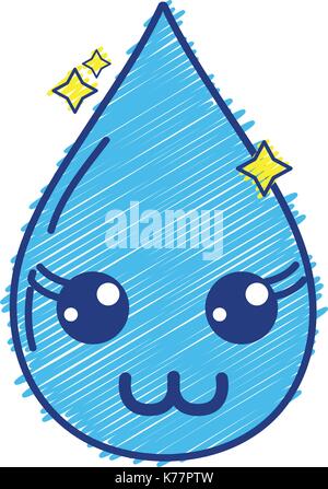 kawaii cute happy water drop Stock Vector