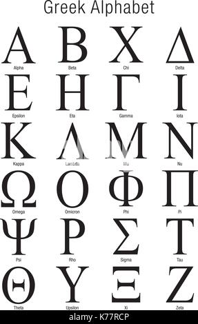 The Greek alphabet set on white background Stock Vector Art ...