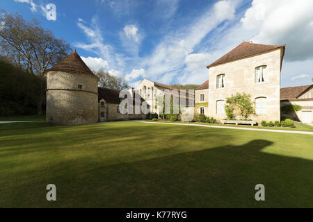 MONTBARD, FRANCE - APRIL 2014; The complex of Fontenay Abbey. Stock Photo