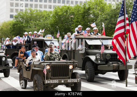 May 29, 2017, Washington, DC USA: Korean War veterans in National Memorial Day parade Stock Photo