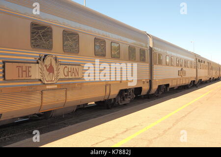 Alice Springs, Australia - September 7, 2017: The famous Ghan railway at the Alice Springs terminal Stock Photo