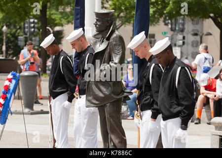 Navy ceremonial guard sailors full honors ceremony at the US Navy Memorial - Washington, DC USA Stock Photo