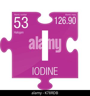 Iodine symbol. Element number 53 of the Periodic Table of the Elements ...