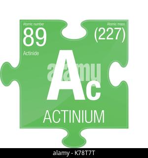 Actinium symbol. Element number 89 of the Periodic Table of the Elements - Chemistry -  Puzzle piece with green background Stock Vector