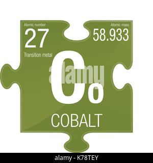 Cobalt symbol. Element number 27 of the Periodic Table of the Elements - Chemistry - Puzzle piece with green background Stock Vector