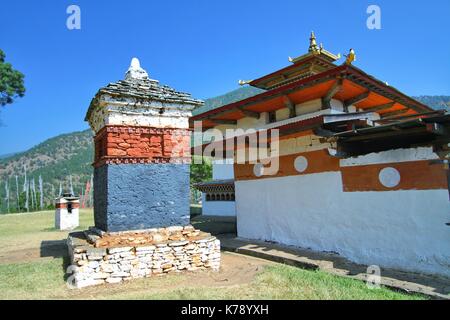 Chimi Lakhang or Chime Lhakhang temple, Buddhist monastery in Punakha District, Bhutan Stock Photo