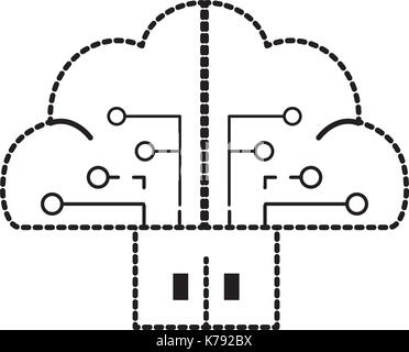 dotted shape cloud data with circuits to digital connection Stock ...