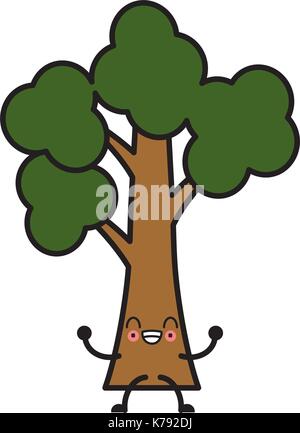 Tree eco symbol kawaii cartoon Stock Vector