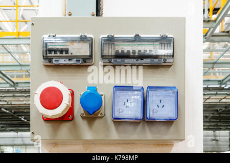Large car production line control box close - up Stock Photo