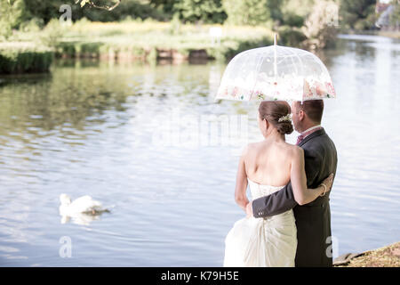 Bride and groom on wedding day Stock Photo