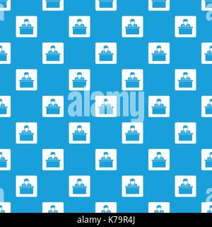 Orator speaking from tribune pattern seamless blue Stock Vector