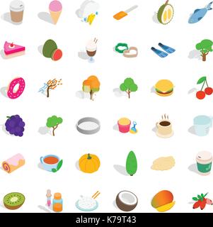 Fruit icons set, isometric style Stock Vector