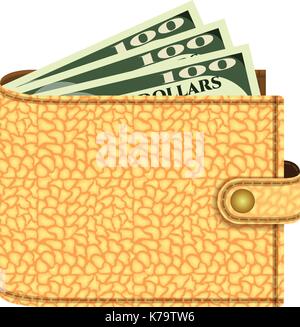 Wallet with dollars icon, realistic style Stock Vector