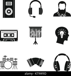 Musical tour icons set, simple style Stock Vector