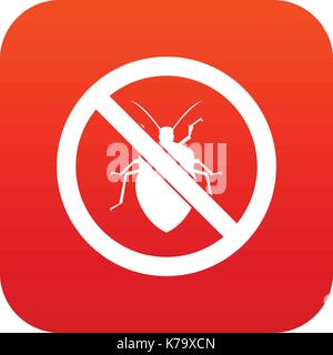 No bug sign icon digital red Stock Vector