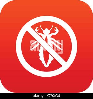 No louse sign icon digital red Stock Vector