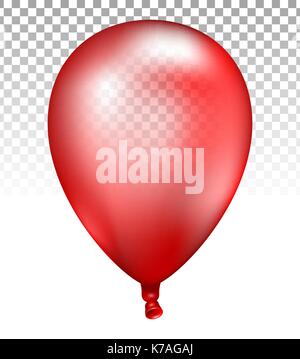 3d Realistic red transparent Balloon. Vector illustration of photorealistic flying helium balloon. Stock Vector
