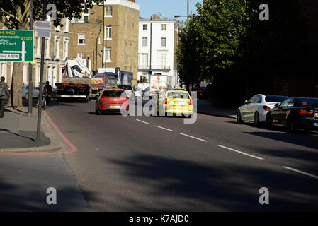 A bomb explosion has occurred at Parsons Green Underground Station. Emergency services rushing to scene Stock Photo