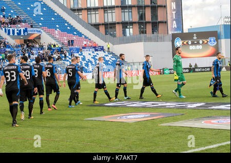 Reggio Emilia, Italy. 14th Sep, 2017. Atalanta team group Football/Soccer : Atalanta players enter the pitch before the UEFA Europa League Group E match between Atalanta BC 3-0 Everton FC at Mapei Stadium - Citta del Tricolore in Reggio Emilia, Italy . Credit: Maurizio Borsari/AFLO/Alamy Live News Stock Photo