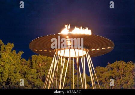 Sydney Olympic Park, Australia. 15th September, 2017. Lit Olympic Caudron to celebrate 17th Anniversary of Sydney 2000 Olympic Games. Credit: Hai Nguyen/Alamy Live News Stock Photo