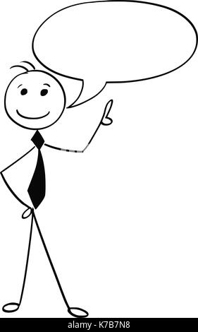 Cartoon illustration of smiling man male boy head with empty text speech bubble balloon. Stock Vector