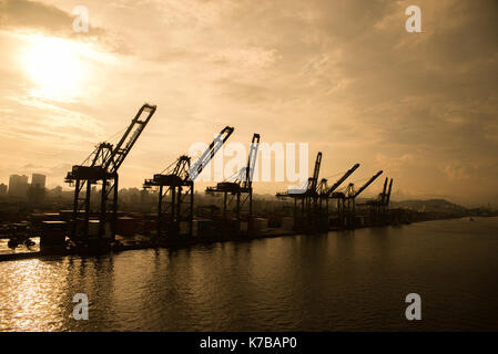 Container crane at Port of Santos , Port of Santos is located in the city of Santos, state of São Paulo, Brazil. It is Brazil's leading port. Stock Photo