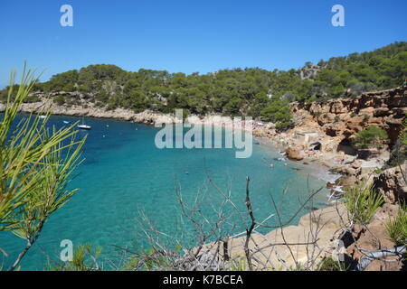 Cala Salada, Beautiful sand beach in Sant Antoni de Portmany in Ibiza island. Eivissa. Spain Stock Photo