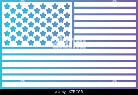 flag united states of america flat icon in color gradient silhouette from purple to blue Stock Vector